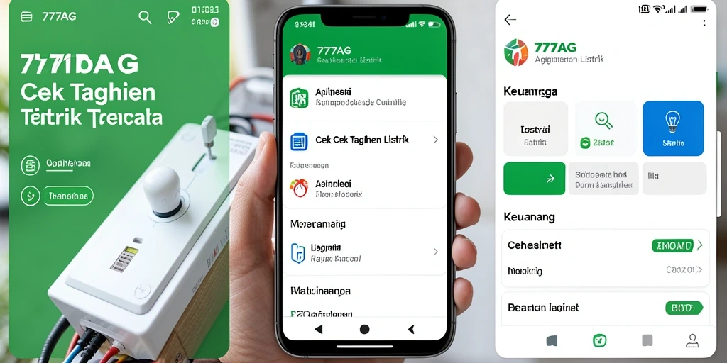 Antarmuka aplikasi 777AG untuk cek tagihan listrik.