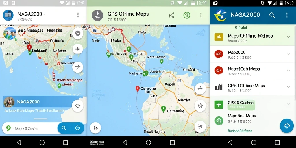Antarmuka aplikasi NAGA2000 yang intuitif untuk navigasi GPS Offline.