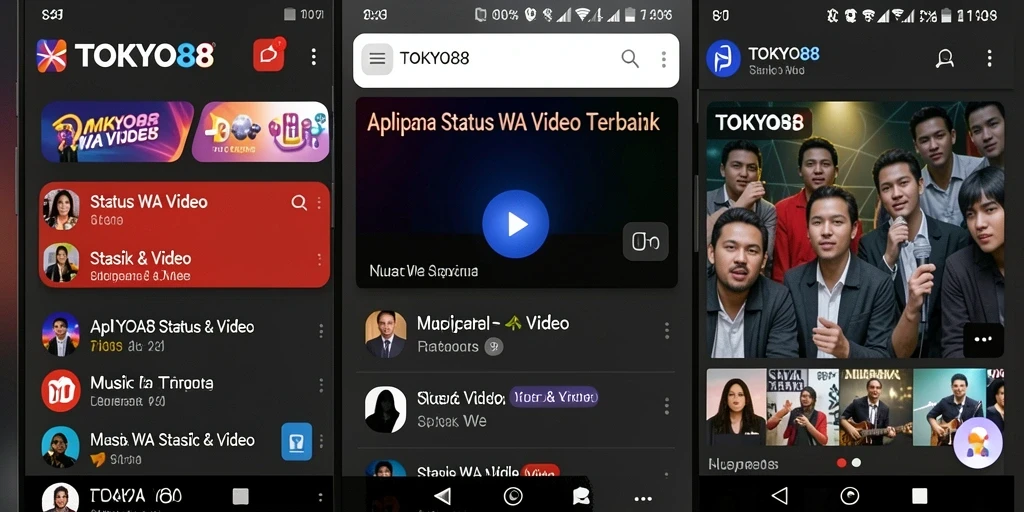 Antarmuka TOKYO88 yang memudahkan pengguna menjelajahi video Status WA.