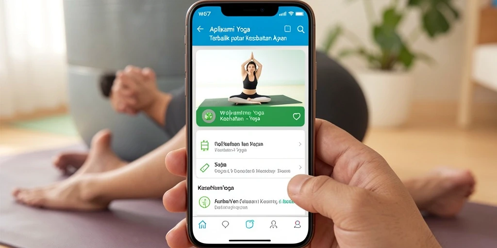 Antarmuka aplikasi W67 menampilkan berbagai rutinitas yoga dengan video panduan.
